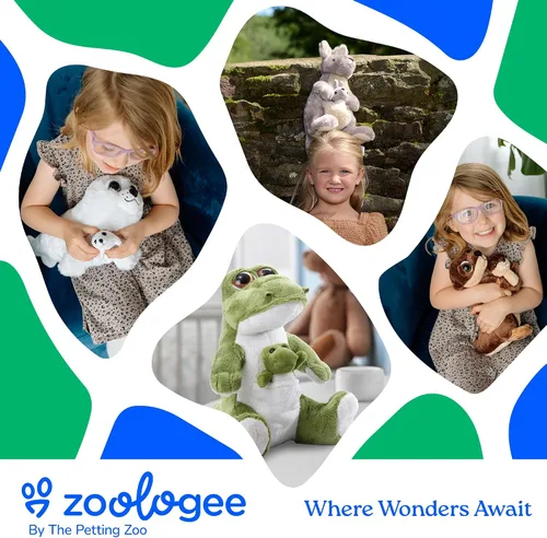 Vista 7 de The Petting Zoo Peluche de rayas para mamá y bebé, regalos para niños, animales del océano Pocketz, juguete de peluche de rayas de 14 pulgadas