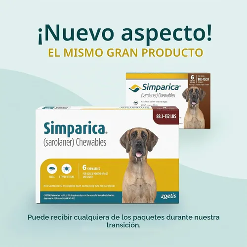 Vista 8 de Simparica (sarolaner) Masticables para perros, 120 mg/tab, 88.1-132 libras (marrón), 6 tabletas