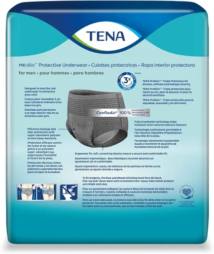 Vista 4 de Tena ProSkin - Protector de absorción moderada masculino, gris medio, 20 unidades Desechable