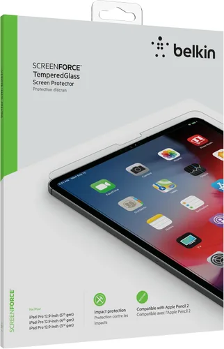 Vista 6 de Belkin ScreenForce - Protector de pantalla de vidrio templado para iPad Pro de 12.9 pulgadas (modelo 2018), protección contra impactos resistente a