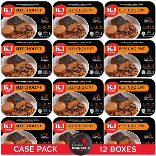 Vista 10 de KJ Poultry Comidas preparadas kosher – Chulent de carne y kugel, MRE comidas de carne listas para comer, comida de shabbos (paquete de 1) preparada
