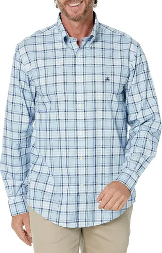 Vista 21 de Brooks Brothers Camisa Deportiva de Manga Larga sin Planchar con Botón para Hombre CORAL ROJO