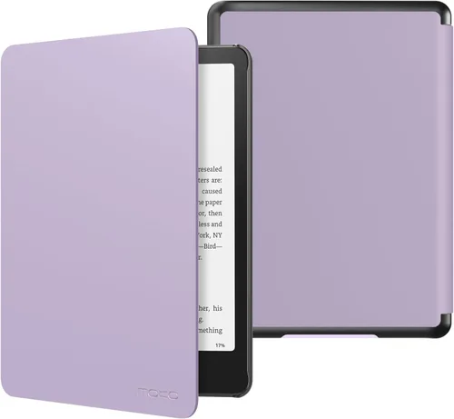 Vista 32 de MoKo Funda para Kindle Paperwhite de 7" 12ª generación 2024/Colorsoft, Pink Mármol de oro rosa claro