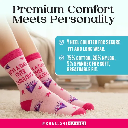Vista 65 de Moonlight Makers Funny Colored Socks, Novelty Socks, Stocking Stuffer, Unisex Socks