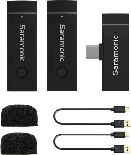Vista 7 de Saramonic Micrófono inalámbrico para Android, Blink GO-U2 Micrófono inalámbrico Lavalier con cancelación de ruido para dispositivos