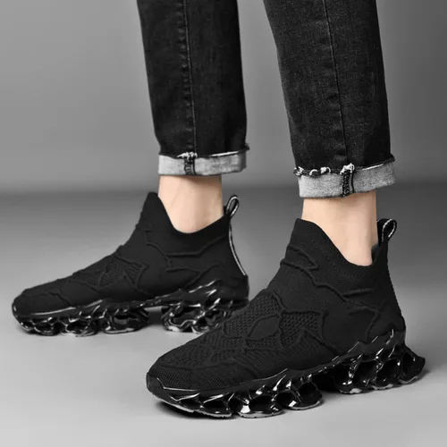 Vista 8 de Poramea Mocasines sin cordones para hombre, zapatos de tenis para caminar, sin cordones, tenis de malla para correr, casual, atléticos