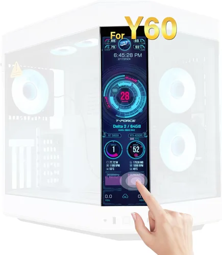 Vista 7 de GeeekPi monitor LCD táctil IPS de 12.6 pulgadas FHD 1920x515, pantalla de visualización, compatible con la carcasa de PC Hyte Y60, CPU, GPU, panel