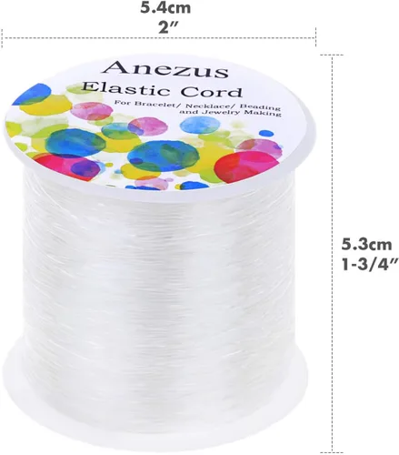 Vista 3 de Anezus Cuerda elástica para pulseras, cordón elástico de 0.028 in para hacer joyas, cuentas y manualidades