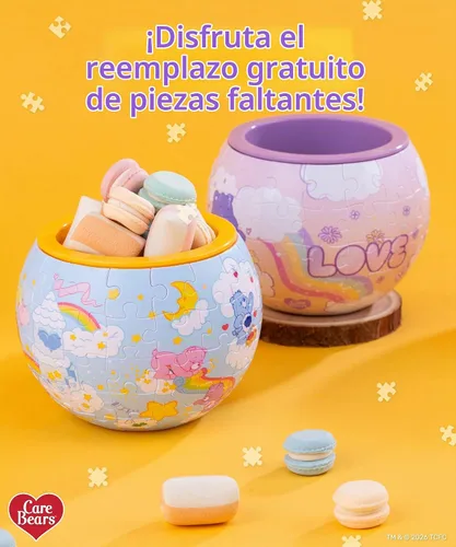 Vista 7 de Care Bears X PieceRelax - Maceta de rompecabezas 3D de 80 piezas, Bearadise, decoración del hogar para cactus de interior, macetas para suculentas