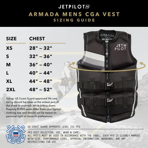 Vista 5 de Jetpilot Chaleco salvavidas de neopreno para hombre Armada aprobado por la Guardia Costera PFD