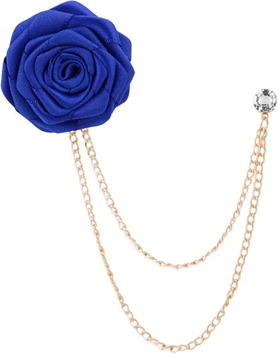Vista 13 de Broches de moda para novios, bodas, arte de tela, hecho a mano, broche de flor de rosa, pin de solapa, insignia, cadena de borla, accesorios de Negro
