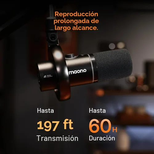 Vista 6 de MAONO PD200W Hybrid Wireless Podcast Equipment Bundle para 2, kit de micrófono USB dinámico XLR con 2 brazos de brazo, software, cancelación