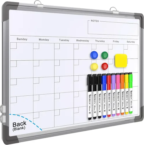 Vista 11 de Calendario mensual pequeño pizarra blanca de borrado en seco para pared, pizarra magnética de borrado en seco de 16 x 12 pulgadas, pizarra blanca