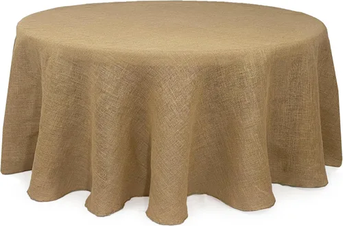 Vista 12 de Your Chair Covers - Mantel redondo de yute rústico de yute natural de 60 pulgadas para bodas, fiestas, cocina, hogar, comedor