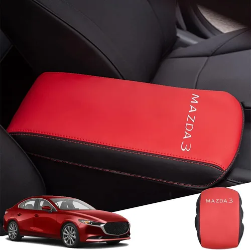 Vista 25 de Great-luck Funda de cuero para consola central, almohadilla para reposabrazos, accesorios de cubierta de caja (costuras rojas) para BMW X1 2023 2024