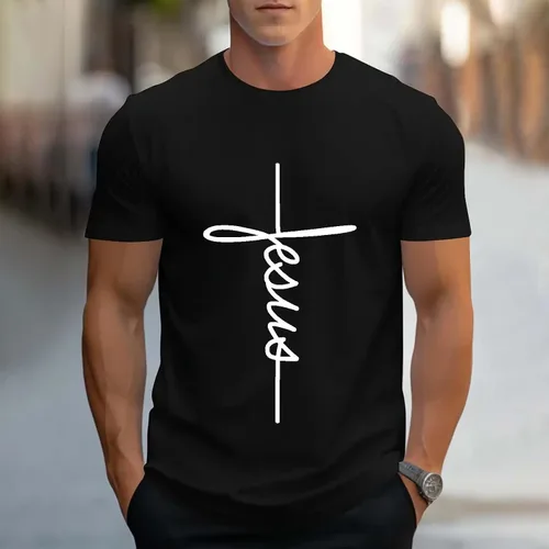 Vista 2 de Camisetas básicas para Hombre con Estampado Cruzado de sólido, Blusas de Manga Corta, túnicas elásticas para Fiesta