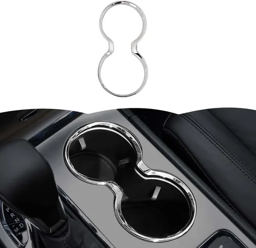Vista 11 de Marco de Cubierta de Portavasos Accesorios Decorativos de Interior para Jeep Grand Cherokee 2011-2021 (Negro)