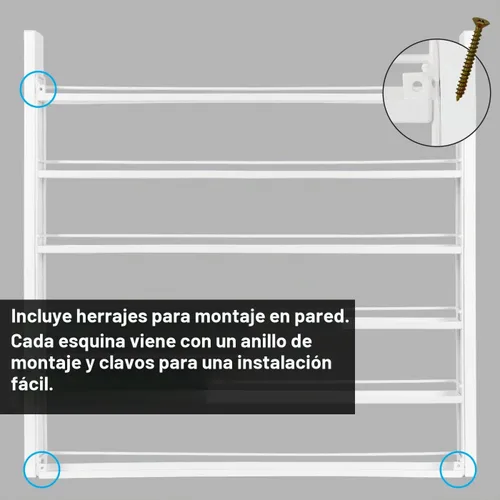 Vista 6 de J JACKCUBE DESIGN MK528C - Organizador de esmalte de uñas de madera blanca con estantes de 6 niveles, 100 botellas de montaje en pared, soporte