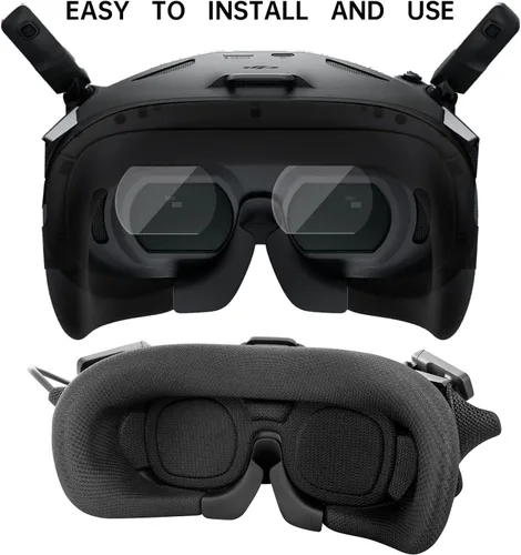 Vista 3 de Combo de acolchado de espuma y película de vidrio templado para DJI Goggles N3 – Almohadilla ocular a prueba de polvo y protector de pantalla HD