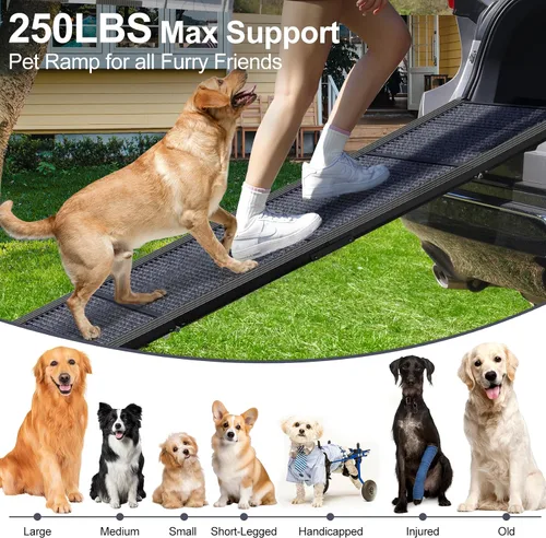 Vista 2 de Rampa para perros para coche camión de 63 pulgadas de largo x 17