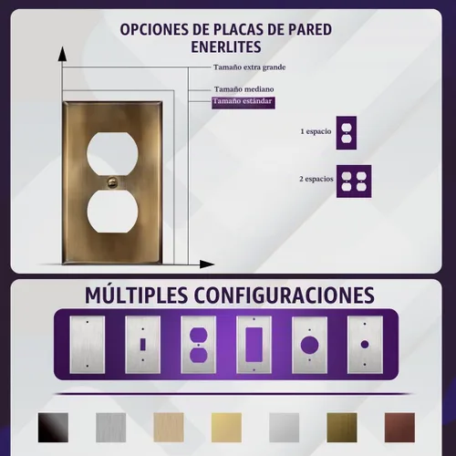 Vista 6 de ENERLITES Placa de pared de metal para receptáculo dúplex, acero inoxidable, tapa de tomacorriente, resistente a la corrosión, tamaño estándar
