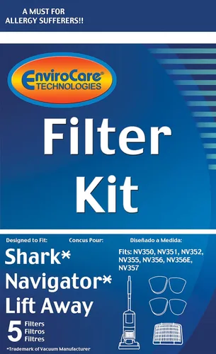 Vista 3 de EnviroCare Filtros de vacío de repuesto diseñados para adaptarse a Shark Navigator Lift-Away NV350, NV351, NV352, NV355, NV356, NV356E, NV357 kit