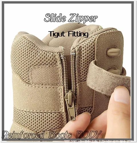 Vista 2 de Botas tácticas para hombre, botas militares de trabajo, botas de combate al aire libre para senderismo, motocicleta, escalada