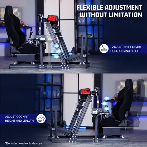 Vista 5 de Marada Aluminum Profile Racing Simulator Cockpit with Seat, Unlimited Adjustment, Suitable for ThrustmasterFanatecMozaLogitech G29 G920 G Pro Racing