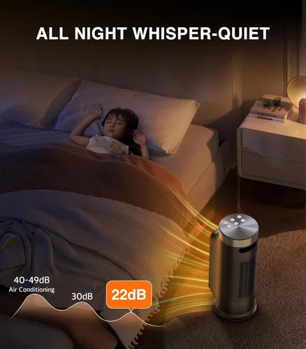 Vista 7 de Calentador eléctrico inteligente de 1500 W para espacios interiores - Control por WiFi/aplicación, control remoto incluido, temporizador de 24H, 5