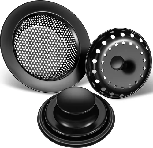 Vista 13 de Mudder 3 piezas de colador y tapón de drenaje para fregadero de cocina, tapón de eliminación de basura de acero inoxidable con asa, filtro universal