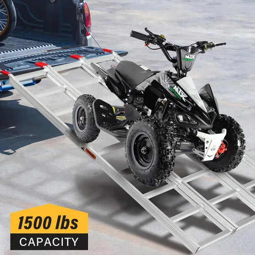 Vista 6 de Rampas de carga de aluminio para motos de nieve de 69 pulgadas de largo x 50 pulgadas de ancho, rampa de carga para motos de nieve de capacidad