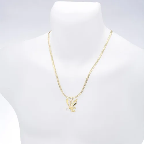Vista 3 de metaltree98 Colgante de águila americana mini chapado en oro de 14 quilates para hombre 24 "Miami Cubana Chain Set BCH 13585 TT, Latón, Circonia