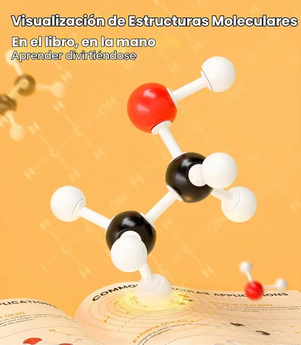Vista 2 de Kit de modelo de química orgánica, 124 piezas, kit de modelo molecular portátil para clases de química, conjunto de modelos de elementos atómicos