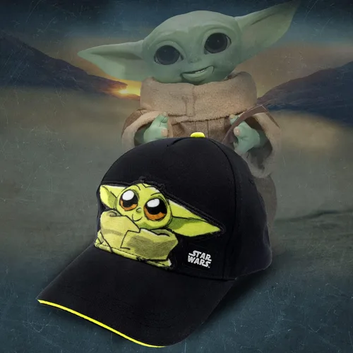 Vista 4 de Star Wars Baby Yoda Hat Niño Niños y Niñas, Baby Yoda Gorra de béisbol de 2 a 5 años en negro
