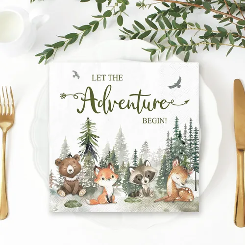 Vista 5 de JarThenaAMCS 80 servilletas de papel con texto en inglés «Let The Adventure Begin» (Let The Adventure Begin), servilletas de papel desechables