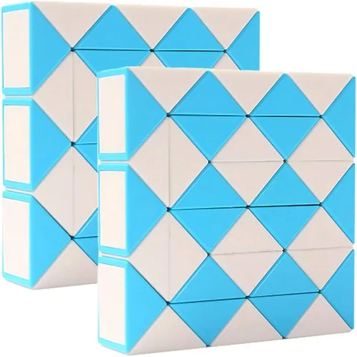 Vista 2 de TANCH Juego de 2 cubos mágicos de serpiente de 36 etapas, rompecabezas, cubos de velocidad, juguetes para niños, color al azar (36 bloques)