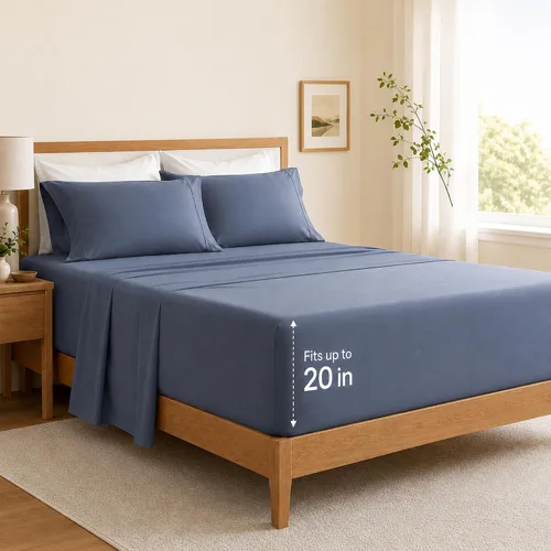 Vista 11 de SLEEP ZONE Juego de sábanas de bolsillo extra profundo de 18 pulgadas para niños, 3 piezas, sábanas súper suaves para colchones profundos