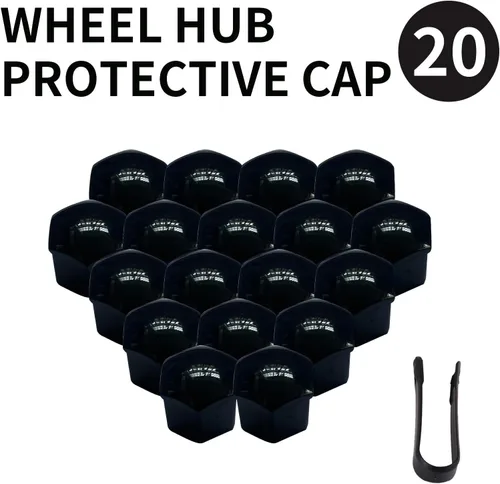 Vista 4 de 20 piezas de tapas de tuerca de rueda de automóvil, tapas de tuerca de lengüeta universal de 0.67 pulgadas, protector de rosca de cubo de automóvil