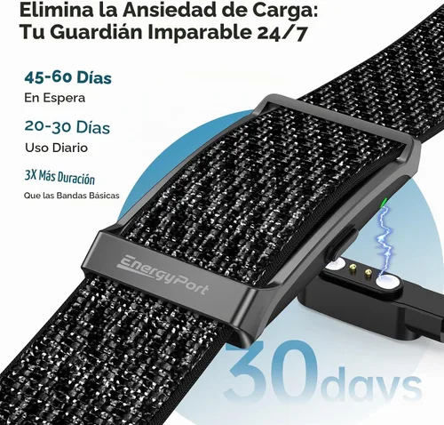 Vista 4 de EnergyPort Fitness Tracker & Smart Watch with 60-Day Battery & 2 Bands Gray