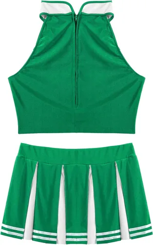 Vista 5 de TSSOE Disfraz de líder de animación para mujer, uniforme de animadora para adultos, top corto con minifalda plisada