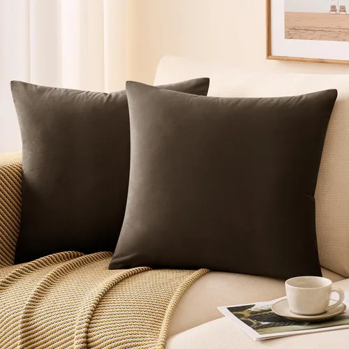Vista 32 de Juego de 2 fundas de almohada decorativas de terciopelo de 16 x 16 pulgadas, fundas de almohada negras suaves para sofá, cama, sala de estar