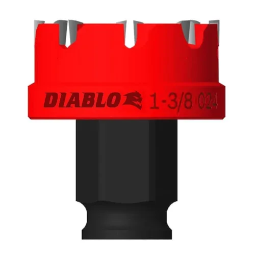 Vista 5 de Diablo Cortador de agujeros de dientes de carburo Demon de acero con sistema de mandril de bloqueo a presión, ideal para perforar agujeros precisos