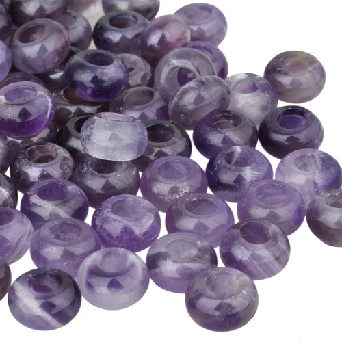 Vista 10 de TUMBEELLUWA Rondelle - Cuentas de piedras preciosas naturales para la fabricación de joyas, cuentas sueltas de agujero grande, paquete de 15