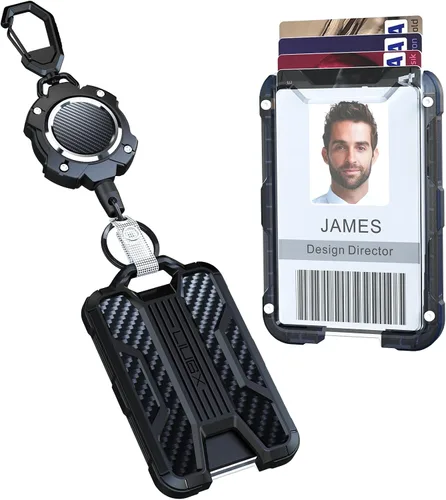 Vista 9 de LIUGX Soporte retráctil para insignias con clip de cinturón, llavero de mosquetón resistente, soporte duradero para tarjetas de identificación