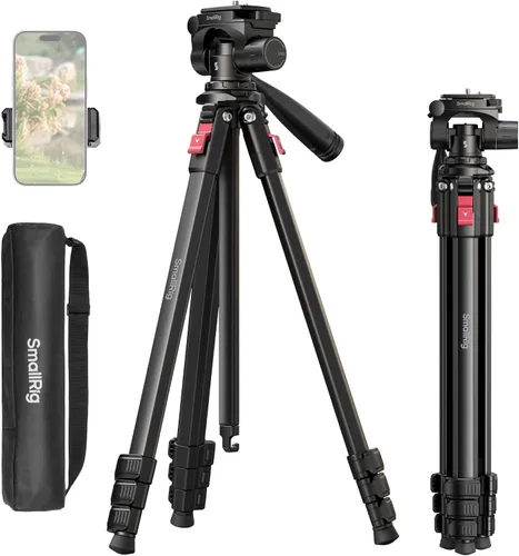 Vista 10 de SmallRig Soporte de trípode para cámara de 71" AP-21, trípode de viaje para iPhone y cámara para Canon para Nikon con soporte para teléfono y bolsa