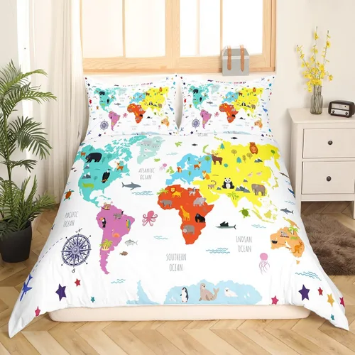 Vista 40 de Juego de ropa de cama con estampado de piel de vaca para niños, juego de funda de edredón con patrón de piel de vaca, juego de funda de edredón
