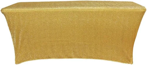 Vista 7 de Efavormart - Mantel rectangular ajustable de elastano de 6 pies, color dorado metálico con purpurina