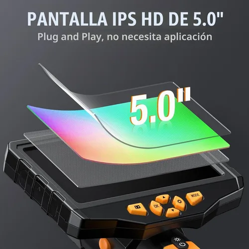 Vista 3 de Teslong Cámara de Inspección, Cámara de Boroscopio de Doble Lente con Luz, NTS300 Endoscopio Industrial IPS de 5", 1080P Impermeable Flexible