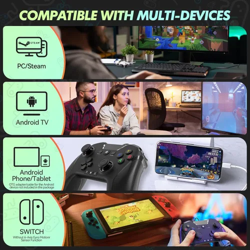 Vista 2 de Wired Controller for PCSteamAndroid(PhoneTabletTV BoxLaptop)SwitchTesla, 10ft USB Switch Pro Controller Gaming Controller Gamepad Joystick with