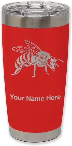 Vista 38 de LaserGram Vaso aislado al vacío de 20 onzas, abeja miel, grabado personalizado incluido (negro)
